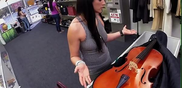  Pawnshop babe sucking owner for better deal